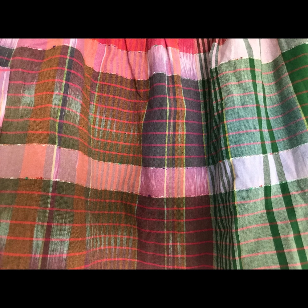 Aerie Pink & Green Plaid Cotton Skirt with Pockets Size Small Petite - Picture 2 of 6